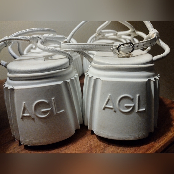 AGL White Messy Platform Sandals Size 10.5-11 - Picture 6 of 7